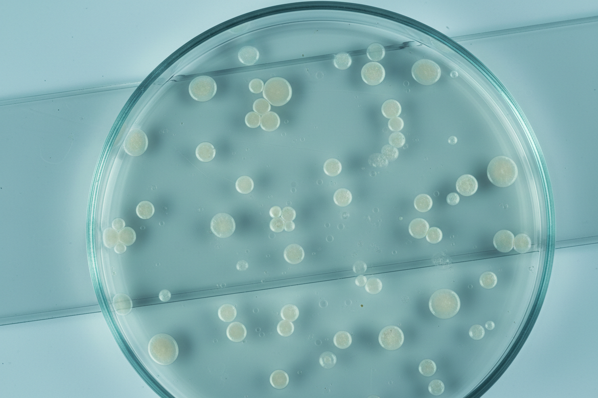 Bacteria growth on agar plate