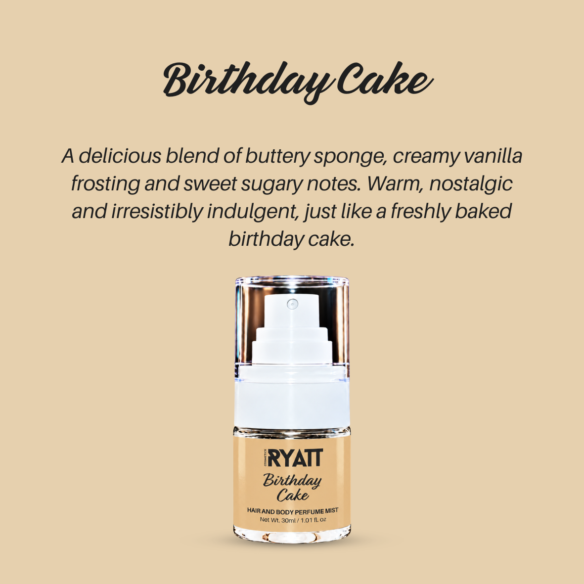 Ryatt Cosmetics 30ml Hair and Body Perfume Mist
