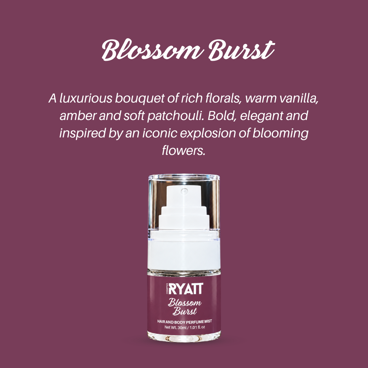 Ryatt Cosmetics 30ml Hair and Body Perfume Mist