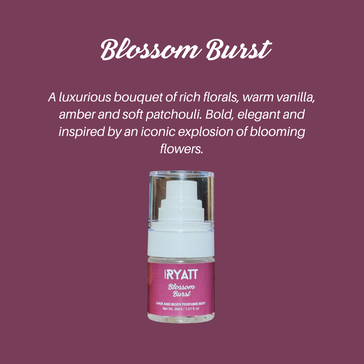Ryatt Cosmetics 30ml Hair and Body Perfume Mist