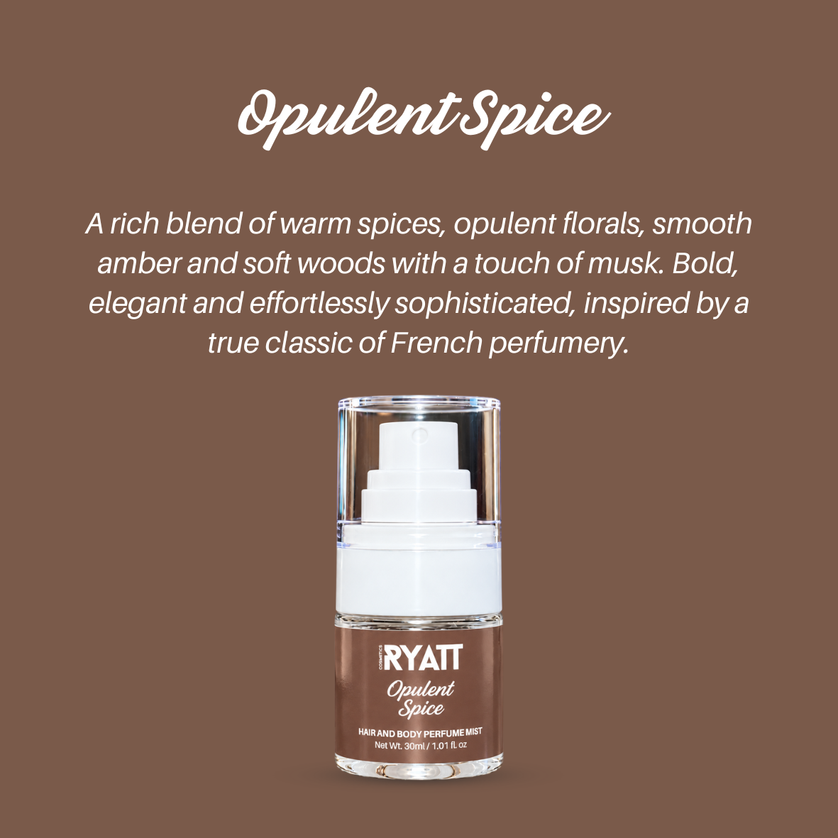 Ryatt Cosmetics 30ml Hair and Body Perfume Mist