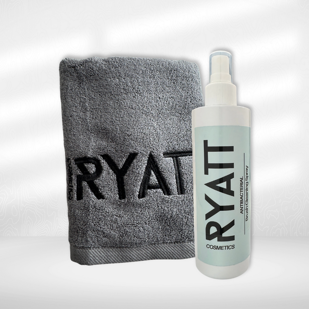 Ryatt Cosmetics 250ml Brush Cleaner Spray and Towel Bundle