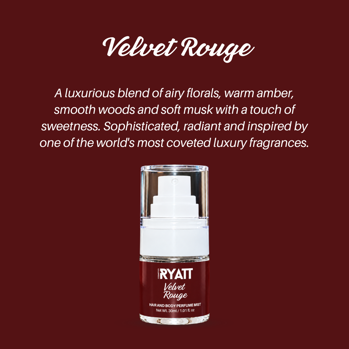 Ryatt Cosmetics 30ml Hair and Body Perfume Mist