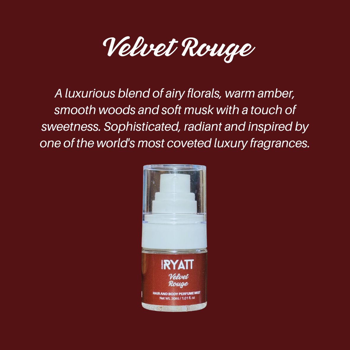 Ryatt Cosmetics 30ml Hair and Body Perfume Mist