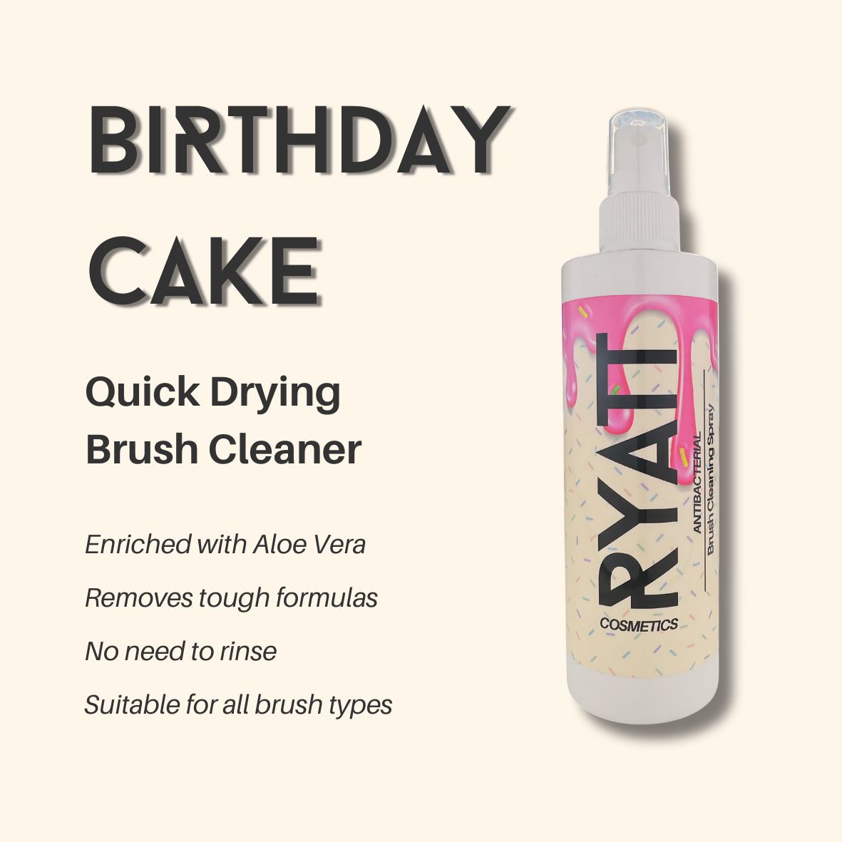 Ryatt Cosmetics quick drying makeup brush cleaner spray bottle