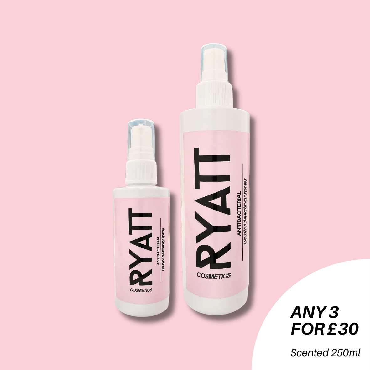 Ryatt Cosmetics quick drying makeup brush cleaning spray bottle