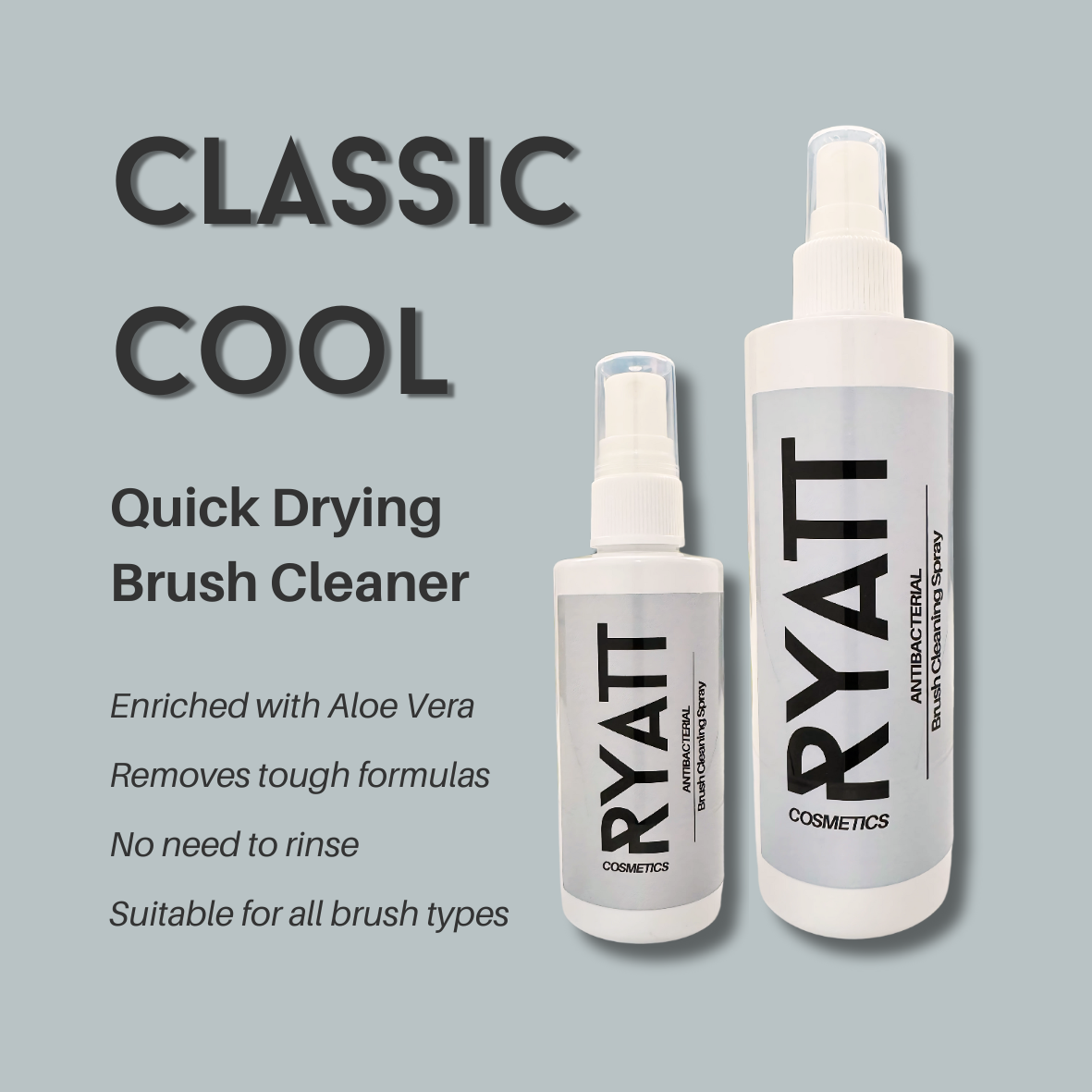 Ryatt Cosmetics quick drying makeup brush cleaning spray bottle