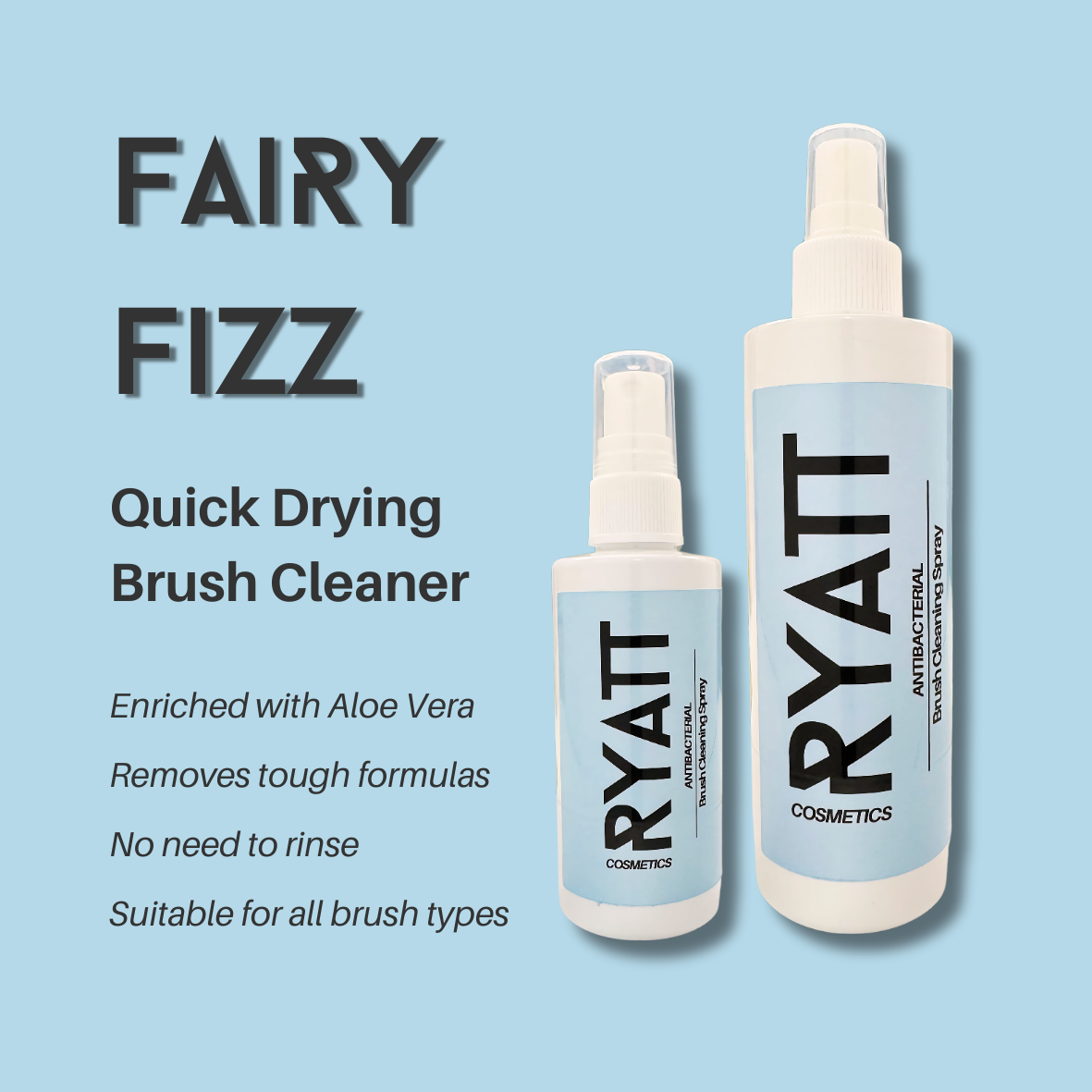 Ryatt Cosmetics quick drying makeup brush cleaning spray bottle
