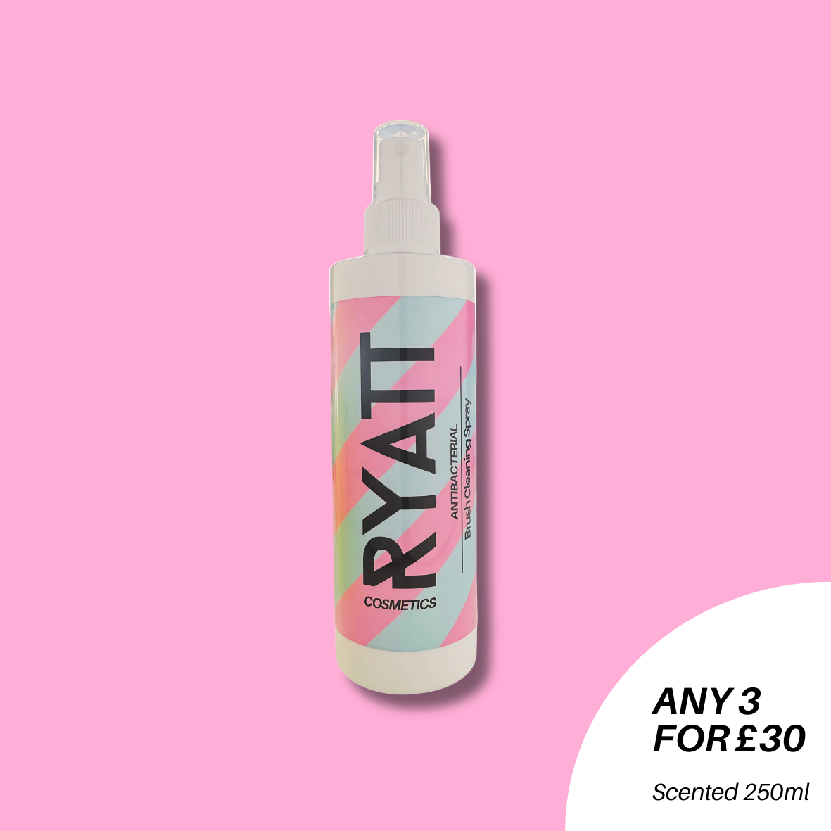 Ryatt Cosmetics quick drying makeup brush cleaner spray bottle