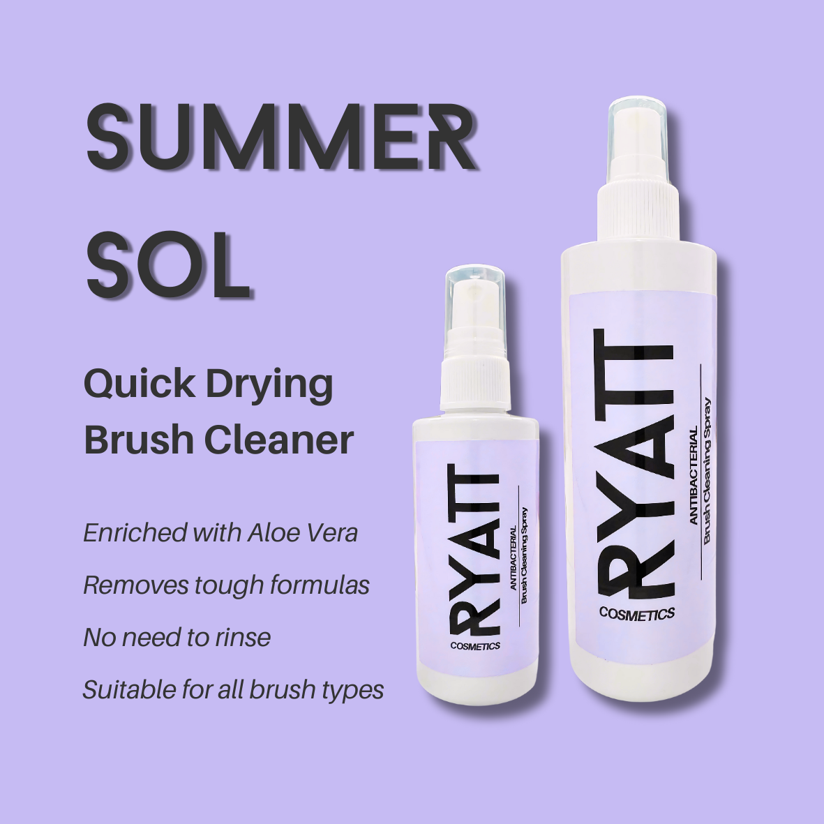 Ryatt Cosmetics quick drying makeup brush cleaner spray bottle