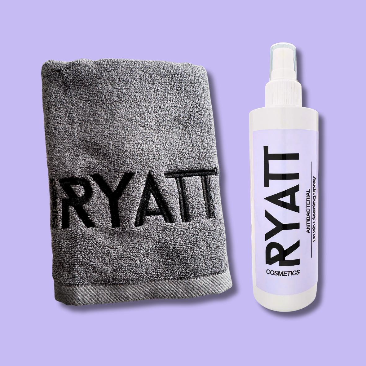 Ryatt Cosmetics 250ml Makeup Brush Cleaner Spray and Makeup Brush Cleaning Towel Bundle