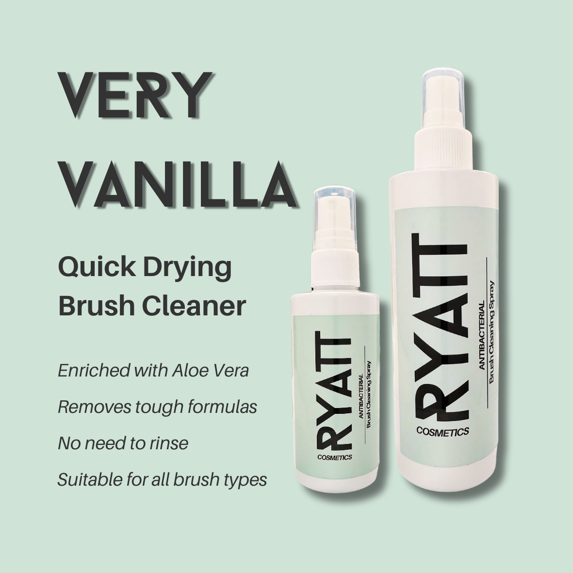 Ryatt Cosmetics quick drying makeup brush cleaning spray bottle